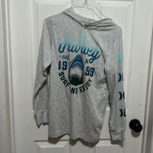 Boys long sleeved hooded shirt.